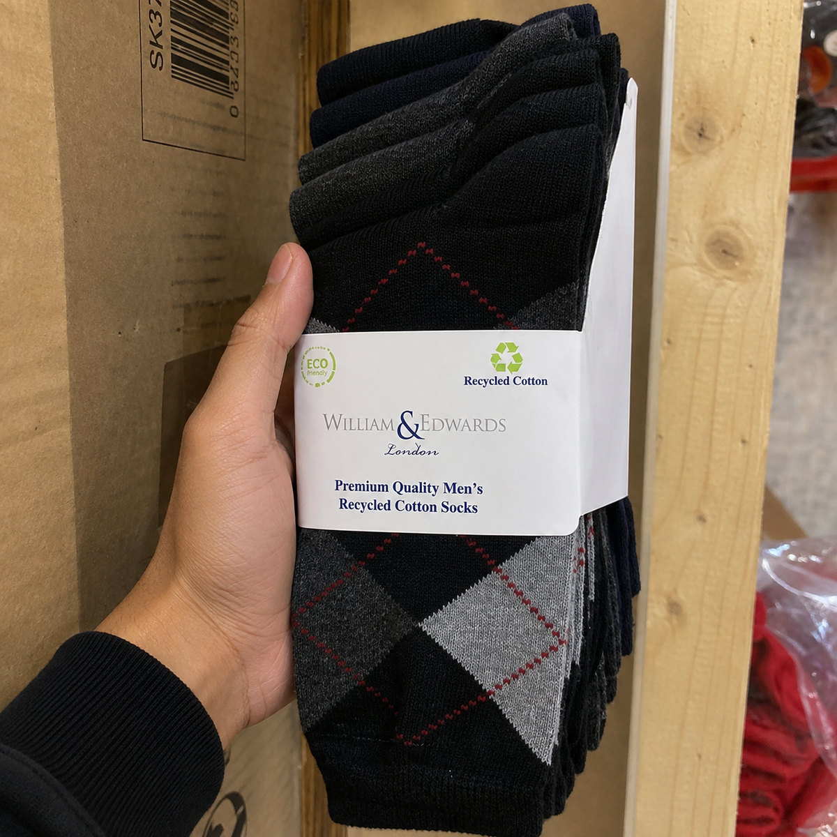 Williams & Edward’s 7 Pack socks. Grey/black