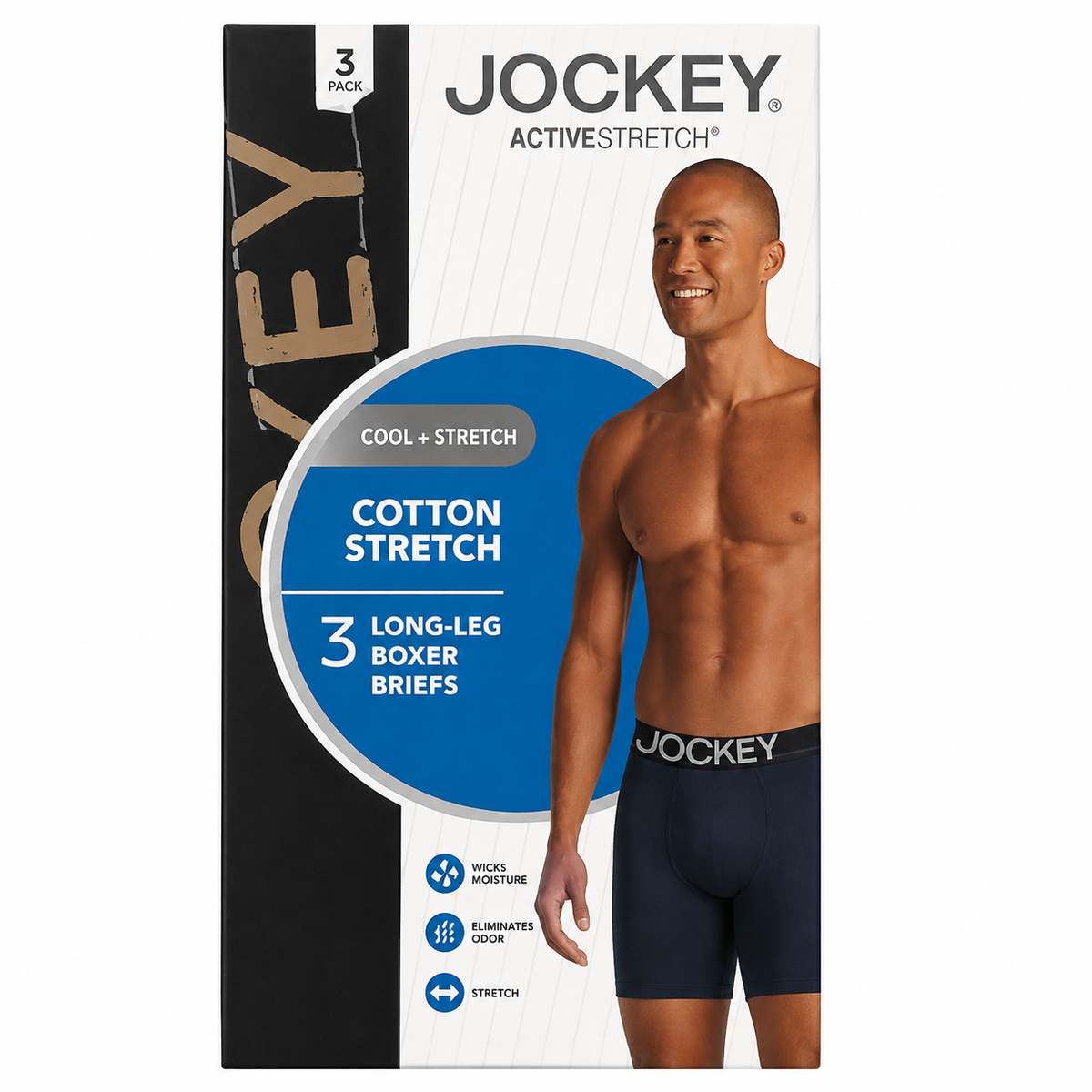 Jockey 3 Pack Long leg boxer trunks. Size S