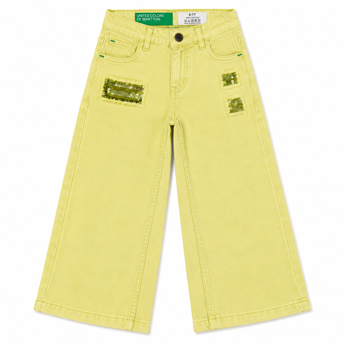 Girls Distress Lime Jeans. United Colours Of Benetton