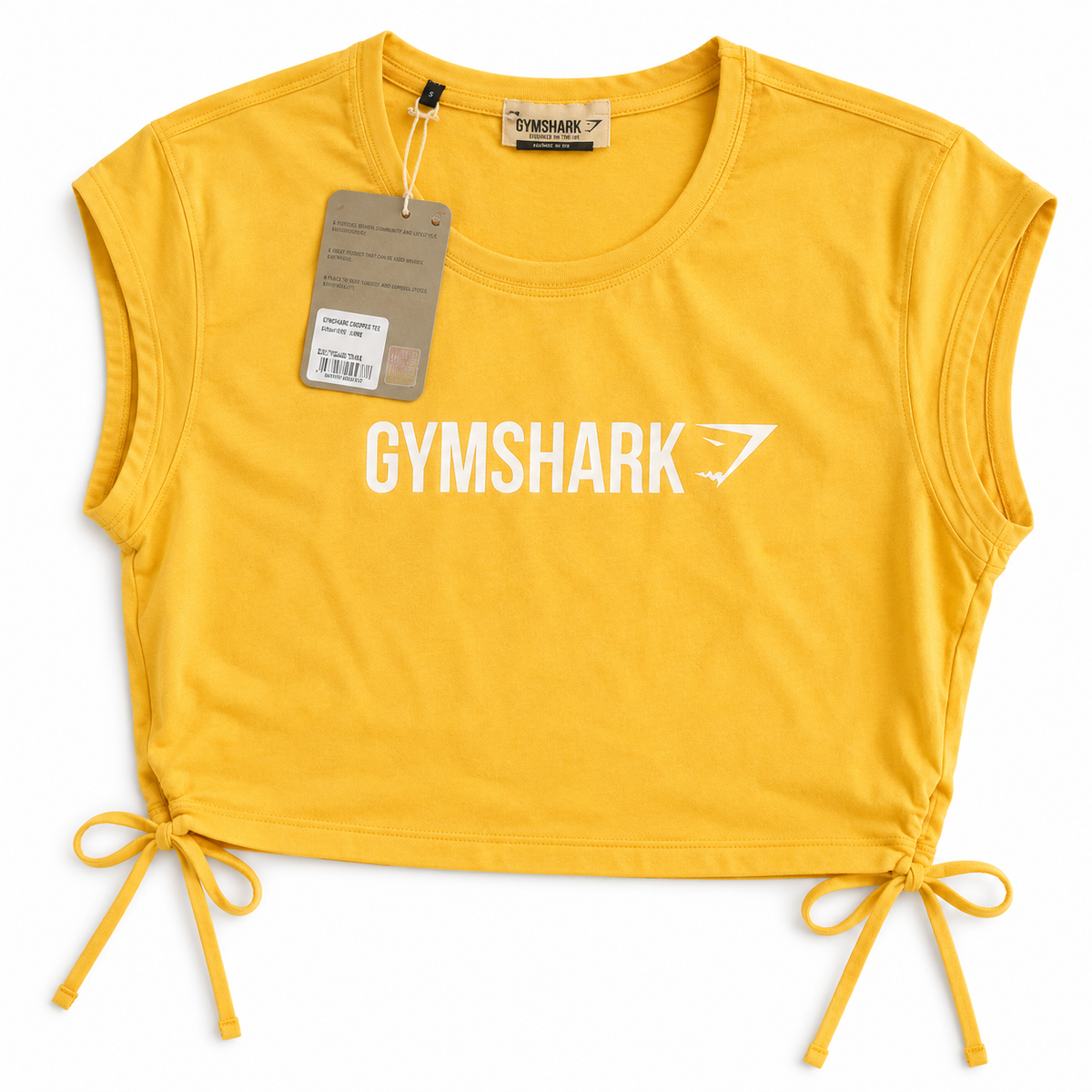 Gymshark yellow cotton top with straps around waist