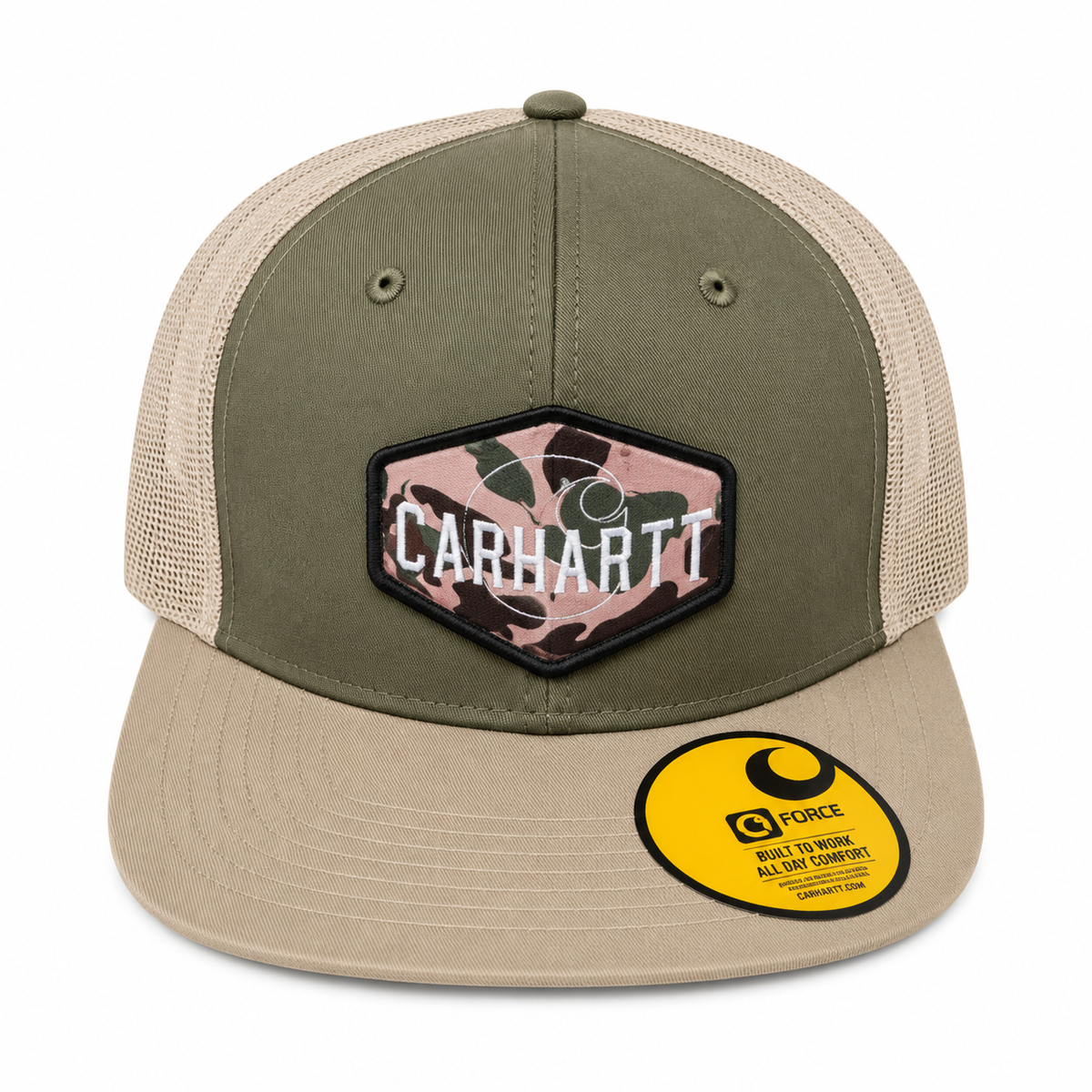 Carhartt Men's Trucker Cap Hat Green/cream Mesh One Size New Without Tags