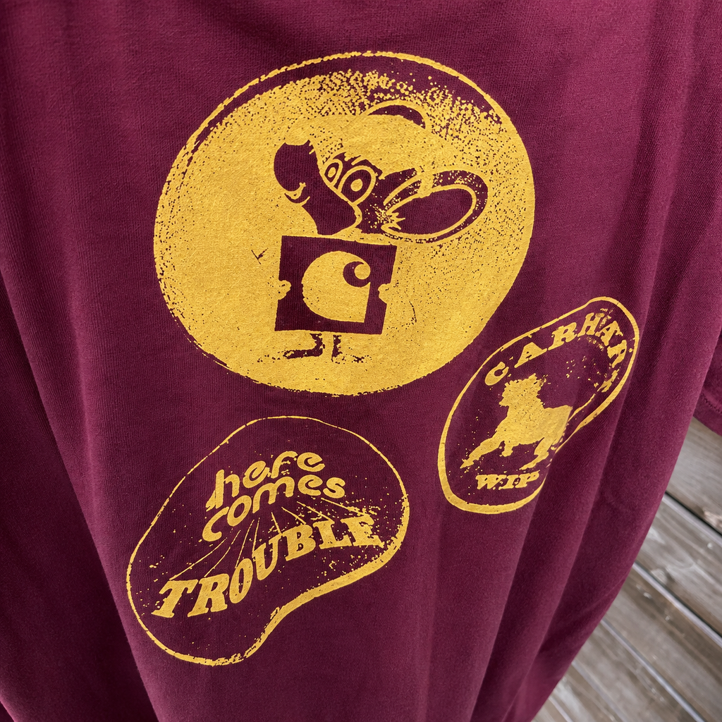 Men’s Burgundy Carhartt Teeshirt with logo on front and back