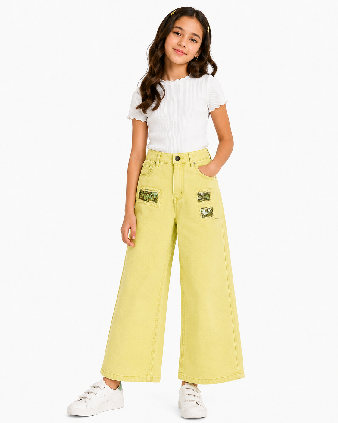 Girls Distress Lime Jeans. United Colours Of Benetton
