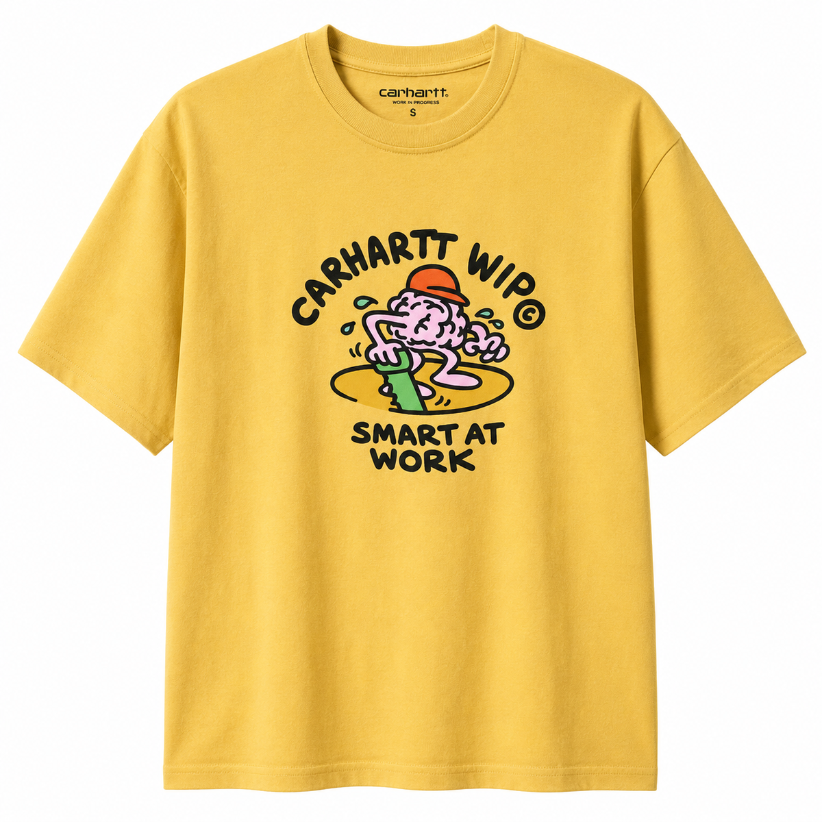 Carhartt Mustard Teeshirt With motif on front