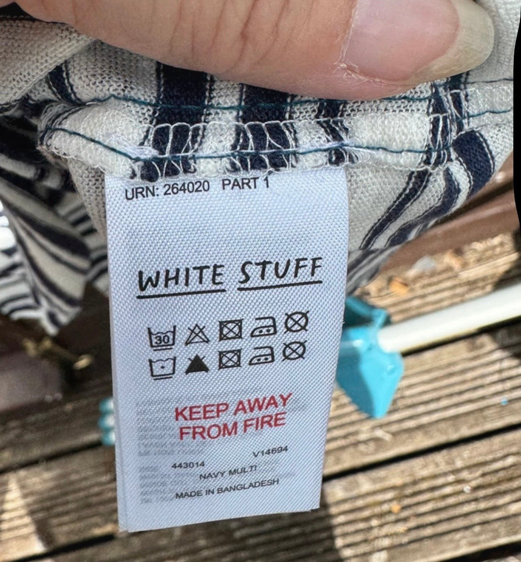 White Stuff navy/white linen top